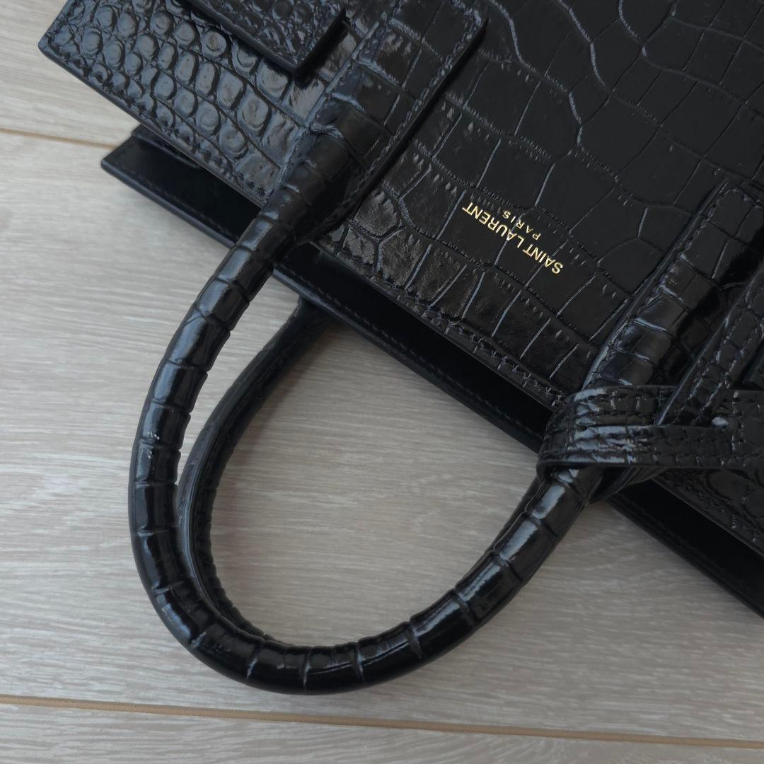 極美品【サンローラン】サックドジュール　ナノ　クロコエンボス　トートバッグ