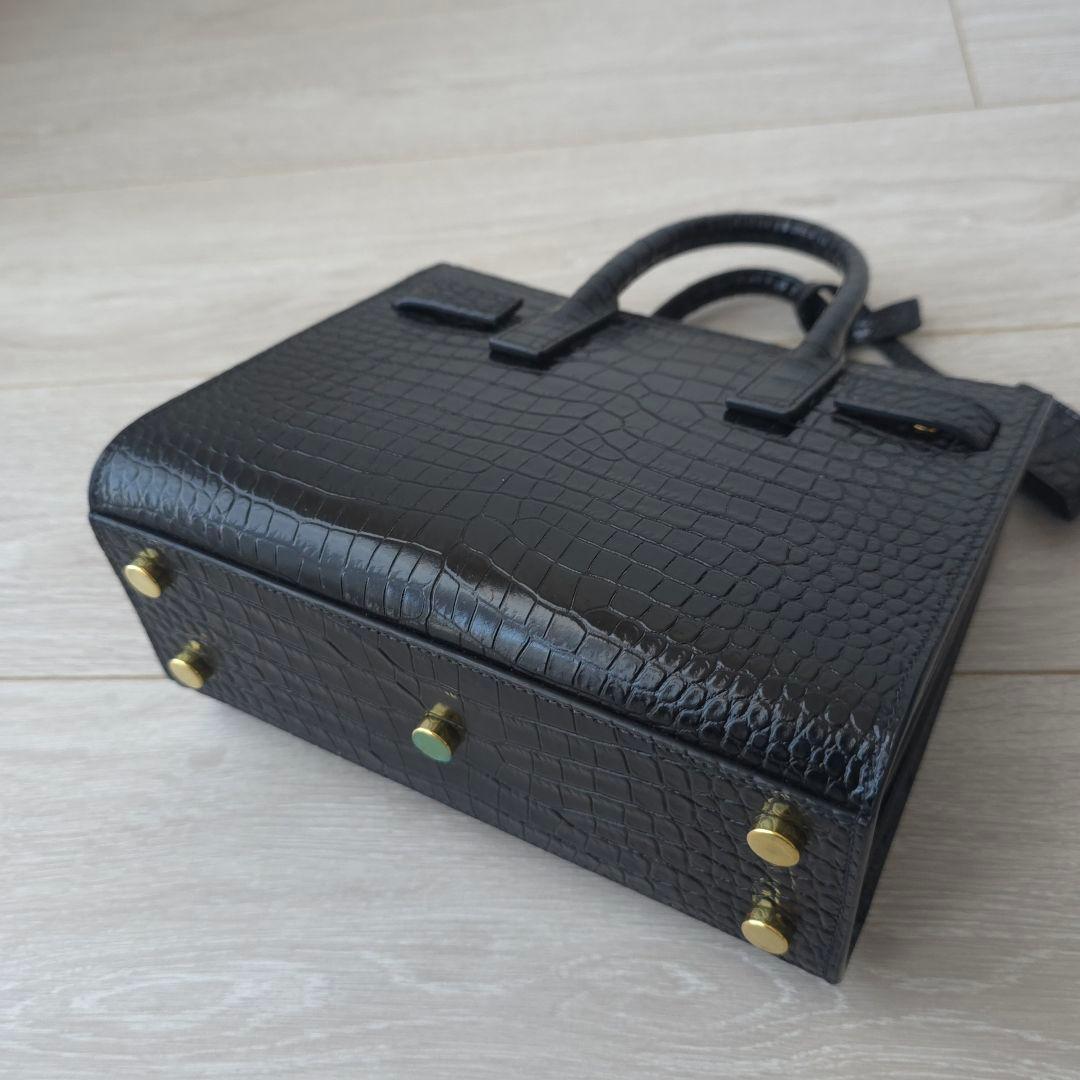極美品【サンローラン】サックドジュール　ナノ　クロコエンボス　トートバッグ
