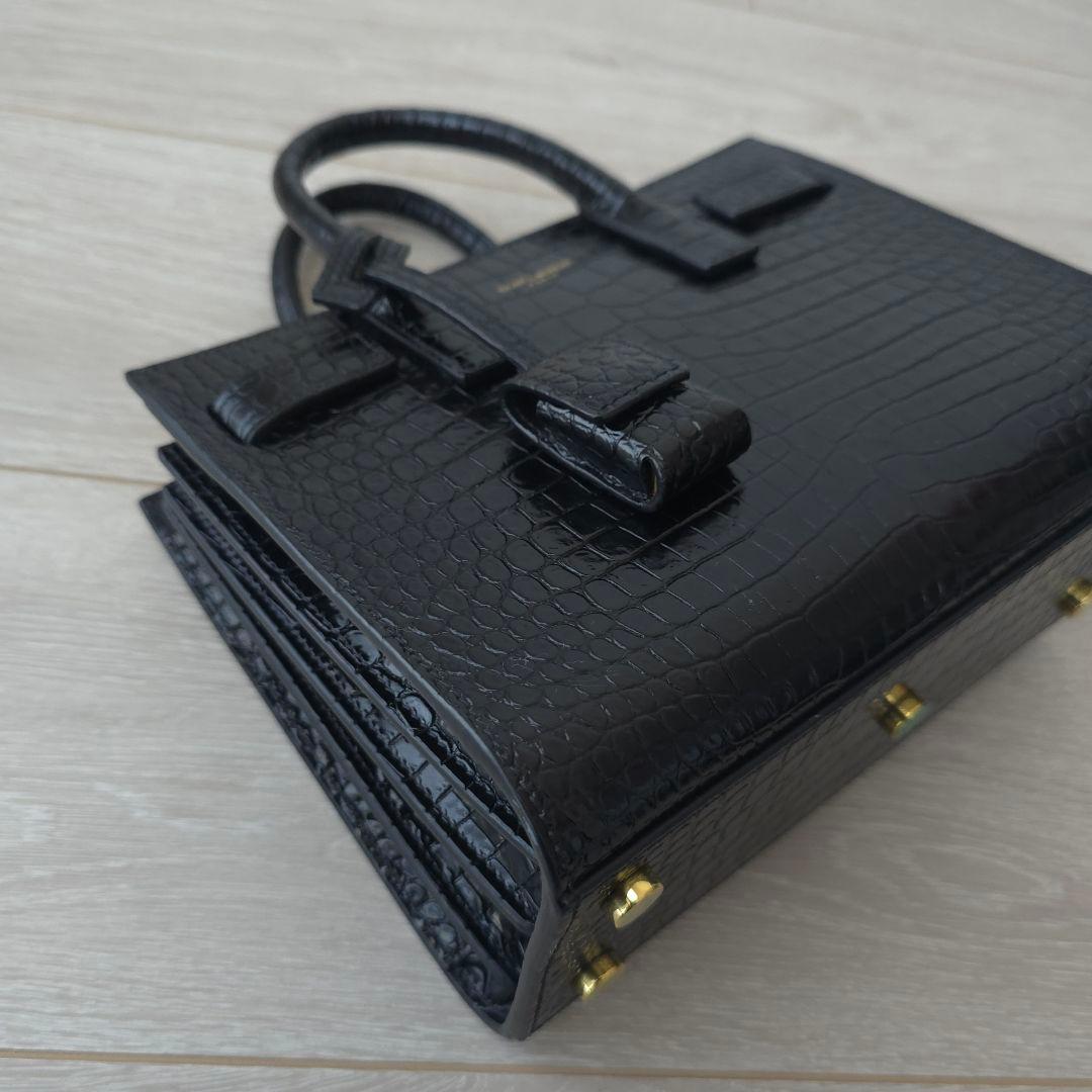 極美品【サンローラン】サックドジュール　ナノ　クロコエンボス　トートバッグ