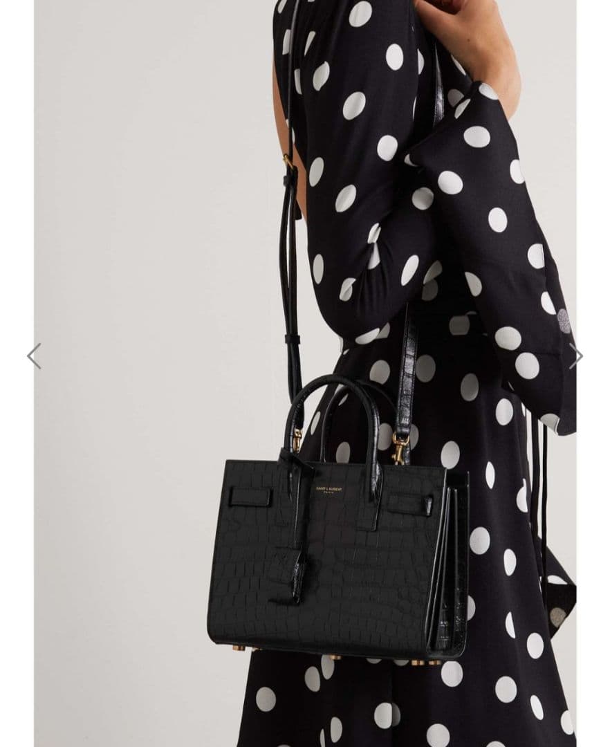 極美品【サンローラン】サックドジュール　ナノ　クロコエンボス　トートバッグ