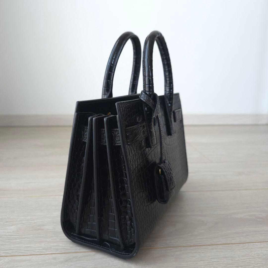 極美品【サンローラン】サックドジュール　ナノ　クロコエンボス　トートバッグ