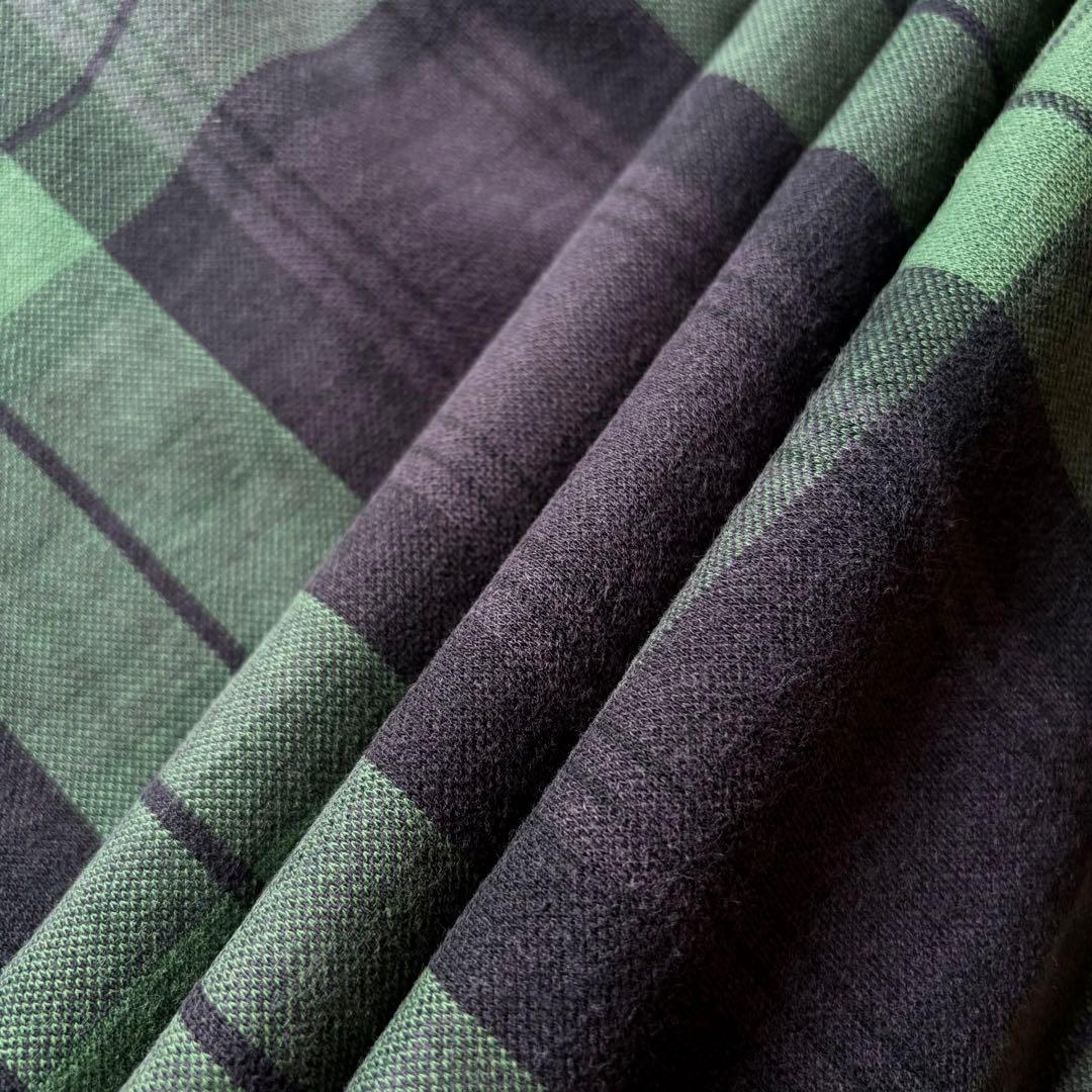 ポロバイラルフローレン ラガーシャツ 長袖 ブラックウォッチ デニム 異素材切替