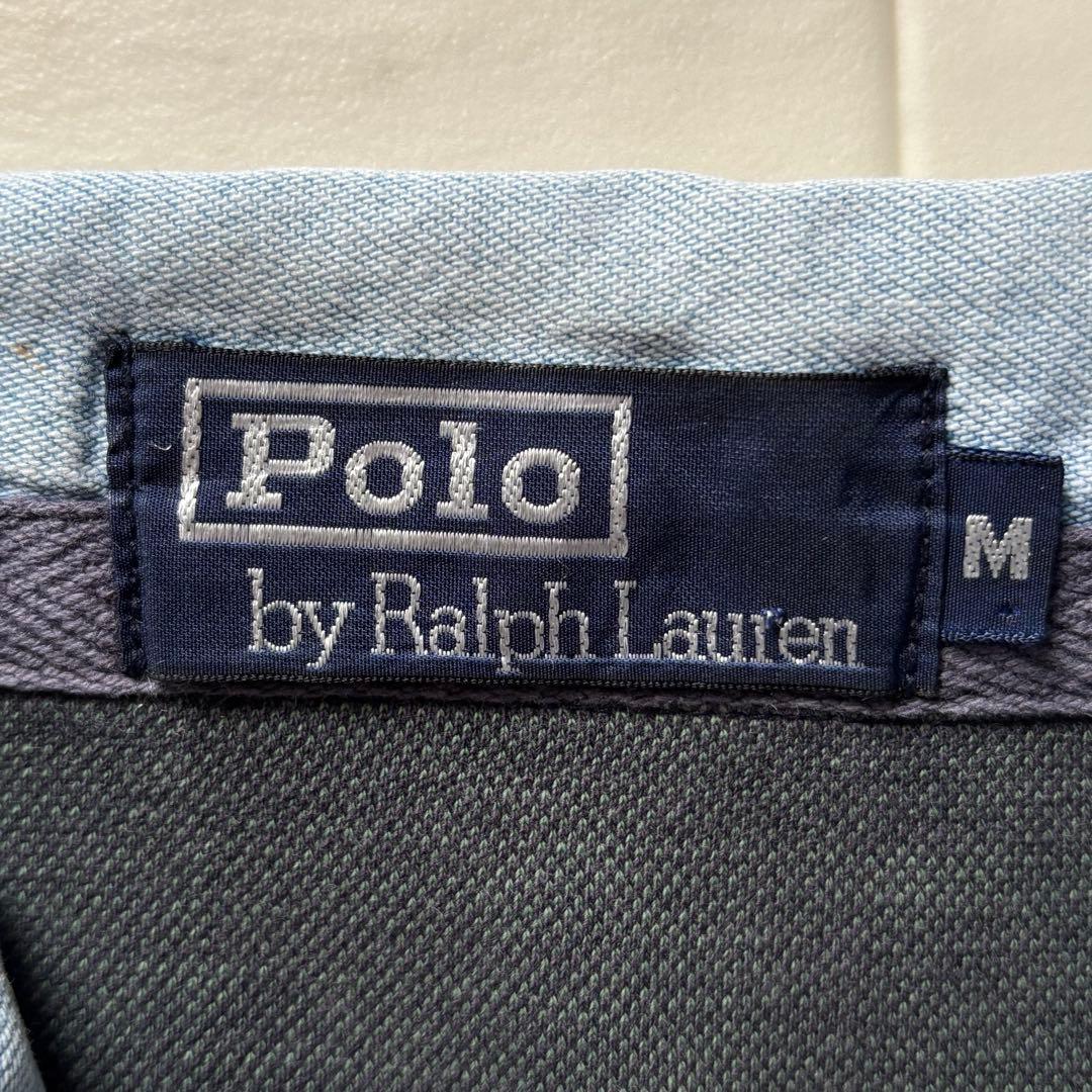 ポロバイラルフローレン ラガーシャツ 長袖 ブラックウォッチ デニム 異素材切替