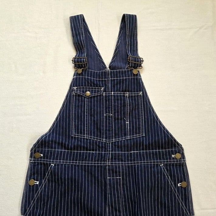 ビスクバイネストローブ インディゴ ストライプ オーバーオール サロペット