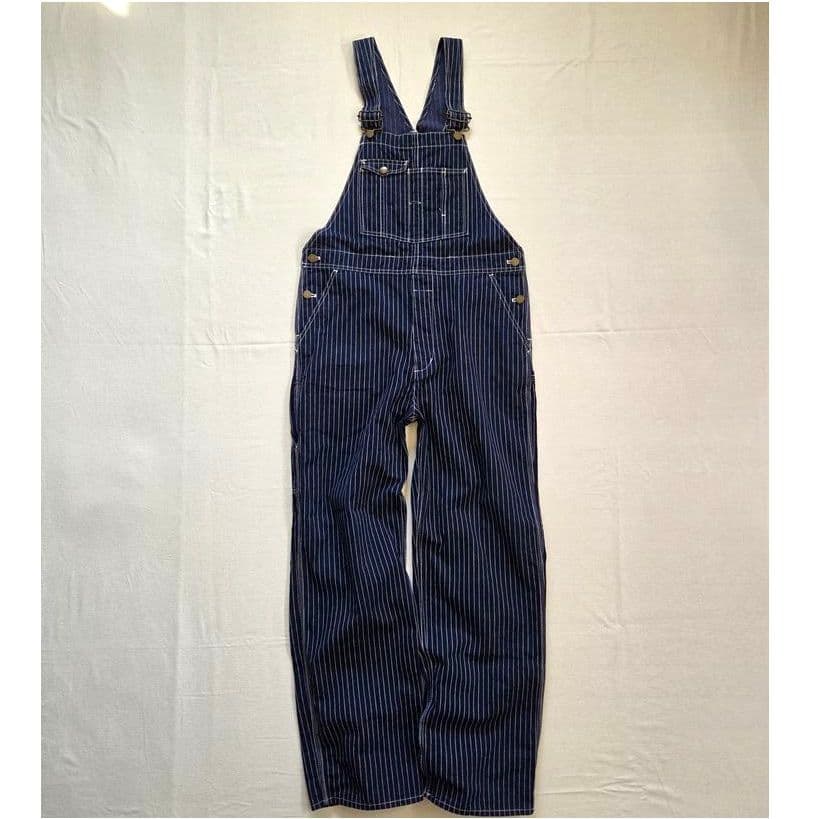 ビスクバイネストローブ インディゴ ストライプ オーバーオール サロペット