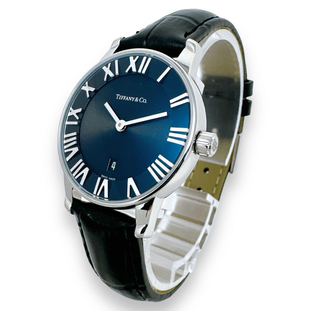 ティファニー アトラス ドーム クォーツ 革ベルト ブラック レディース 時計