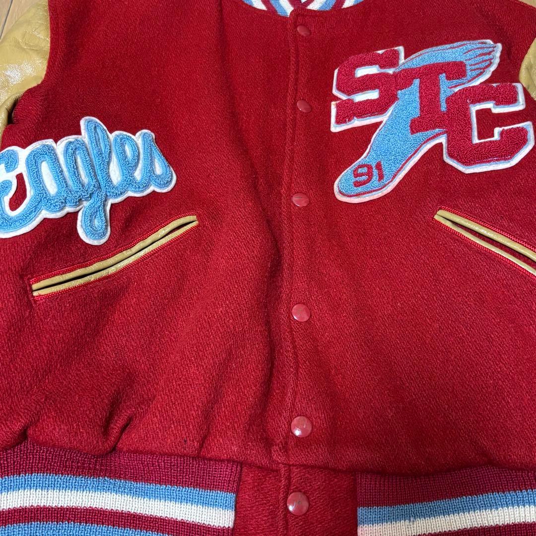 ☆80sCATCHBALL SPORTS レザースタジャン バーシティジャケット