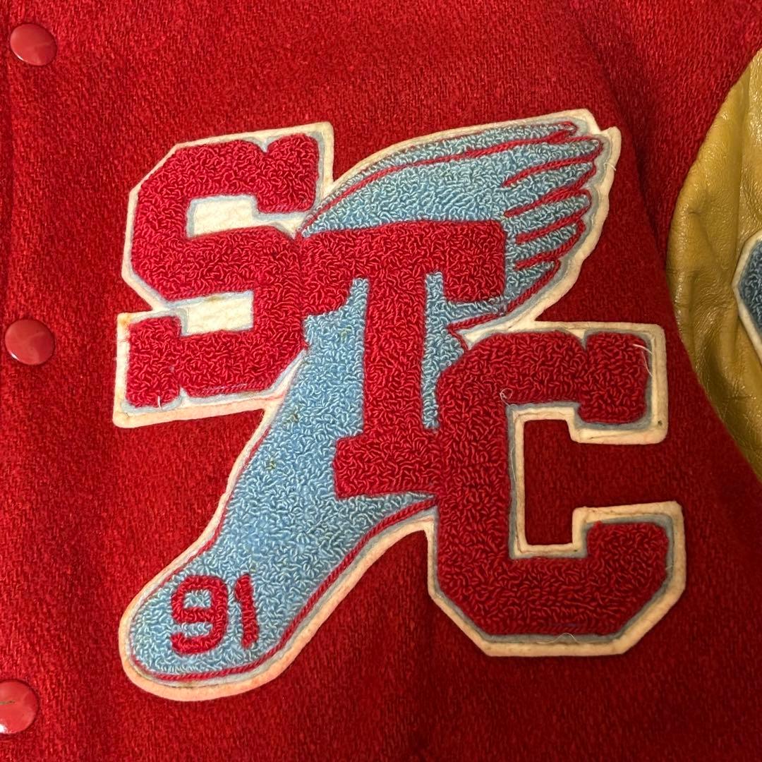 ☆80sCATCHBALL SPORTS レザースタジャン バーシティジャケット