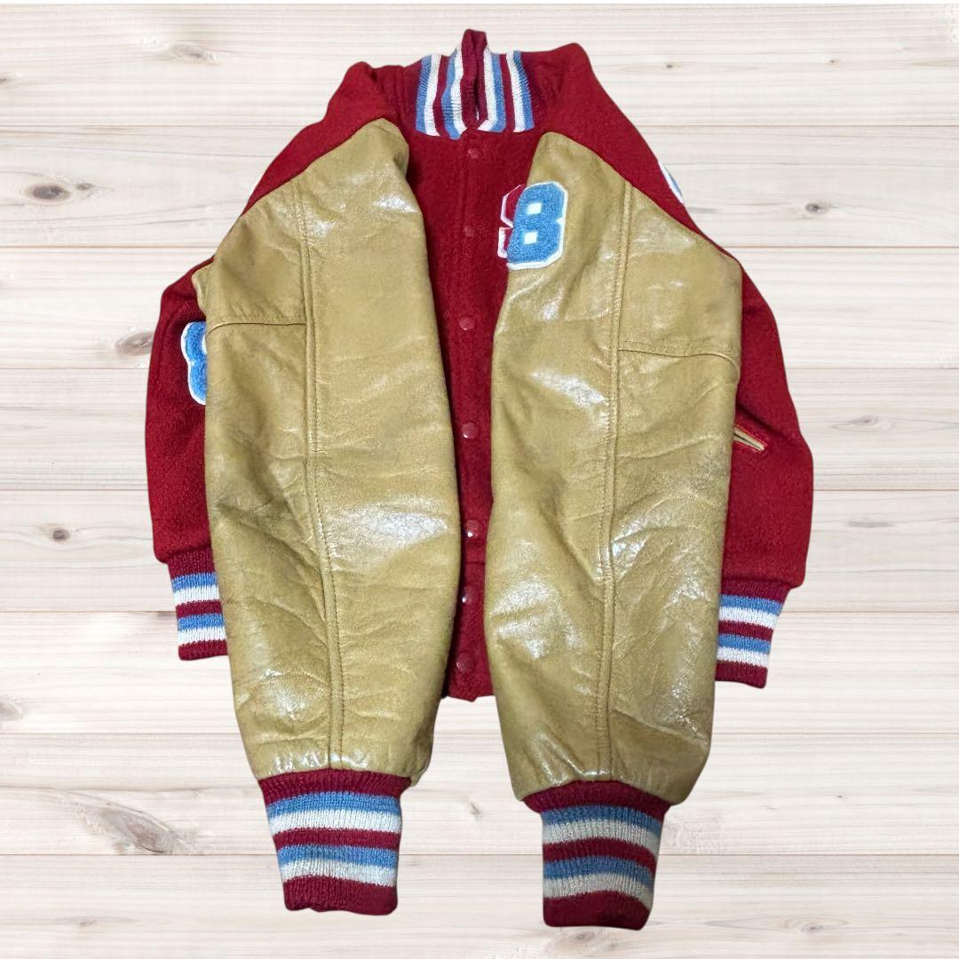 ☆80sCATCHBALL SPORTS レザースタジャン バーシティジャケット