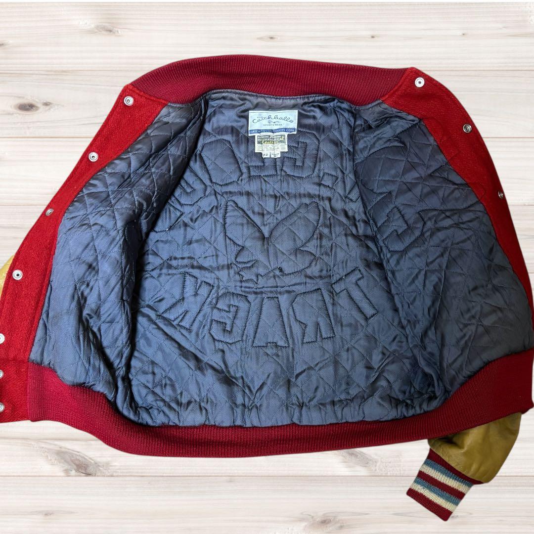 ☆80sCATCHBALL SPORTS レザースタジャン バーシティジャケット