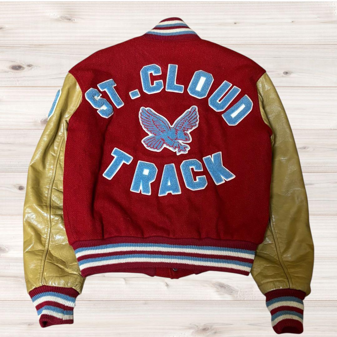 ☆80sCATCHBALL SPORTS レザースタジャン バーシティジャケット