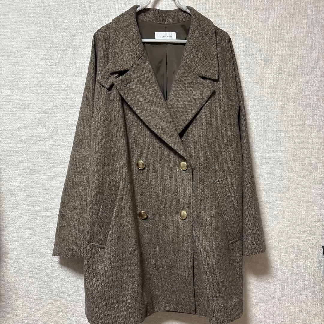 GLOBAL WORK 軽やかストレッチ襟2WAYミドルコート