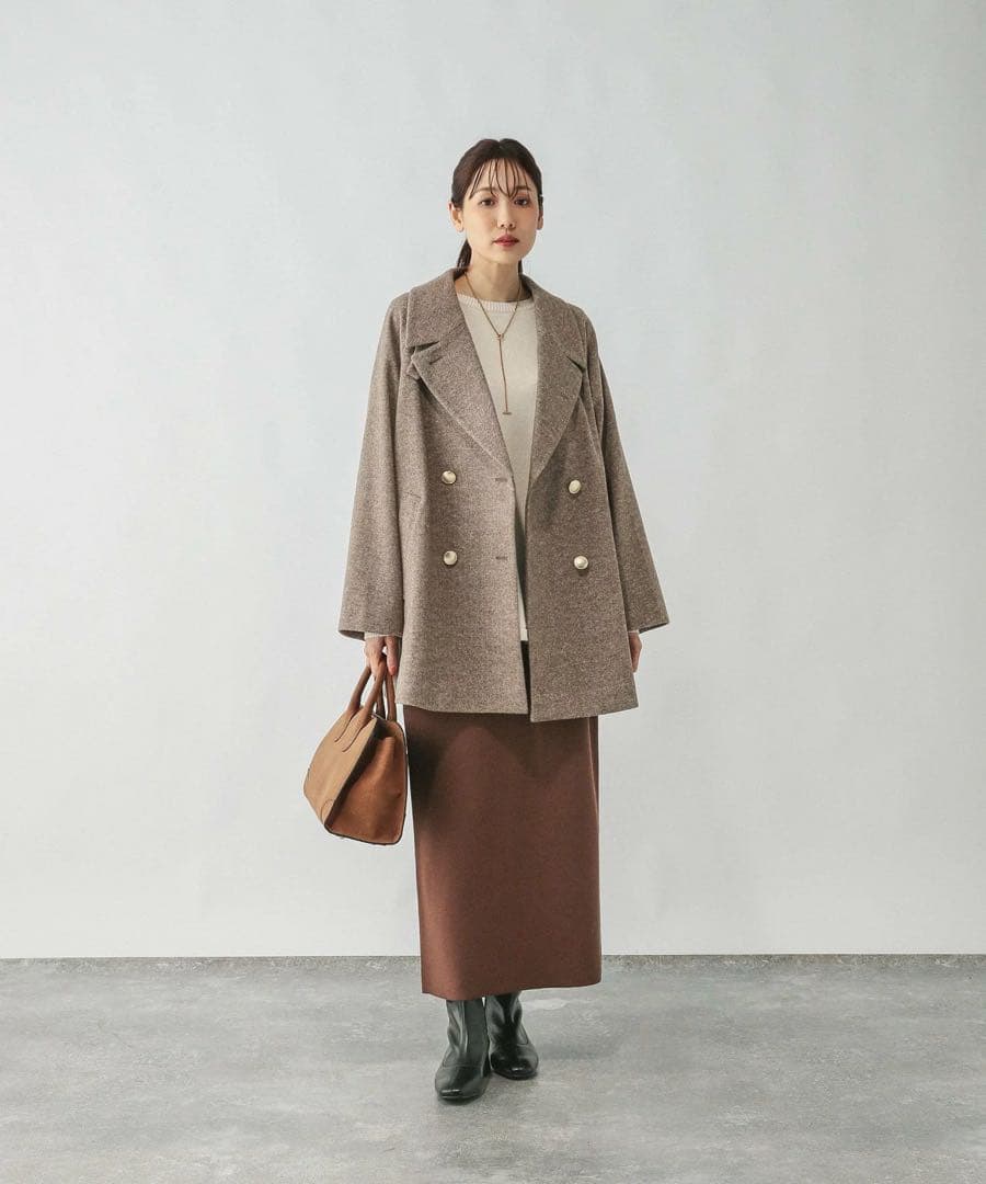 GLOBAL WORK 軽やかストレッチ襟2WAYミドルコート