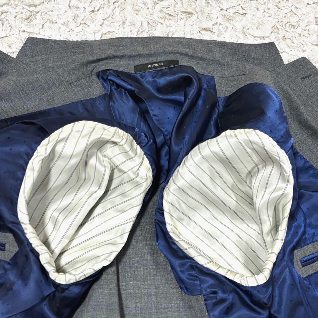 美品 アルチザン マーチンソン スーツ 3ピース セットアップ チェック グレー