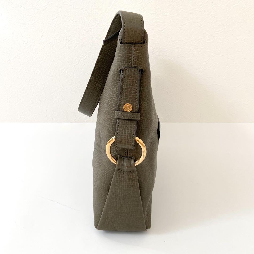 希少　LOEWE　ヴィンテージ　レザー　ワンショルダーホーボー　カーキグリーン