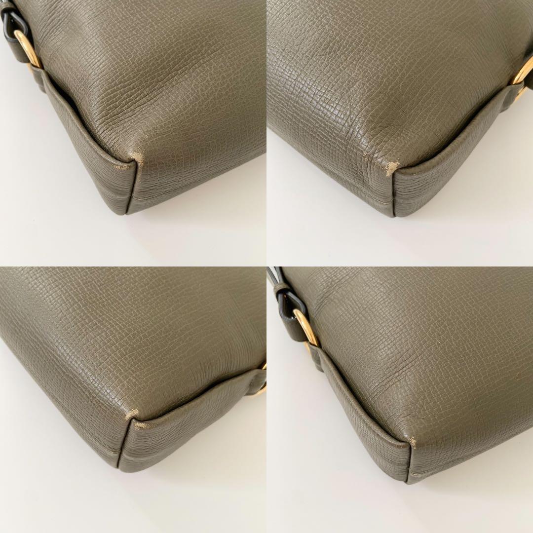 希少　LOEWE　ヴィンテージ　レザー　ワンショルダーホーボー　カーキグリーン