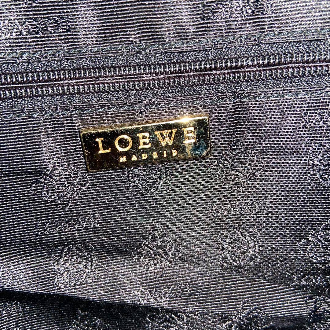 希少　LOEWE　ヴィンテージ　レザー　ワンショルダーホーボー　カーキグリーン