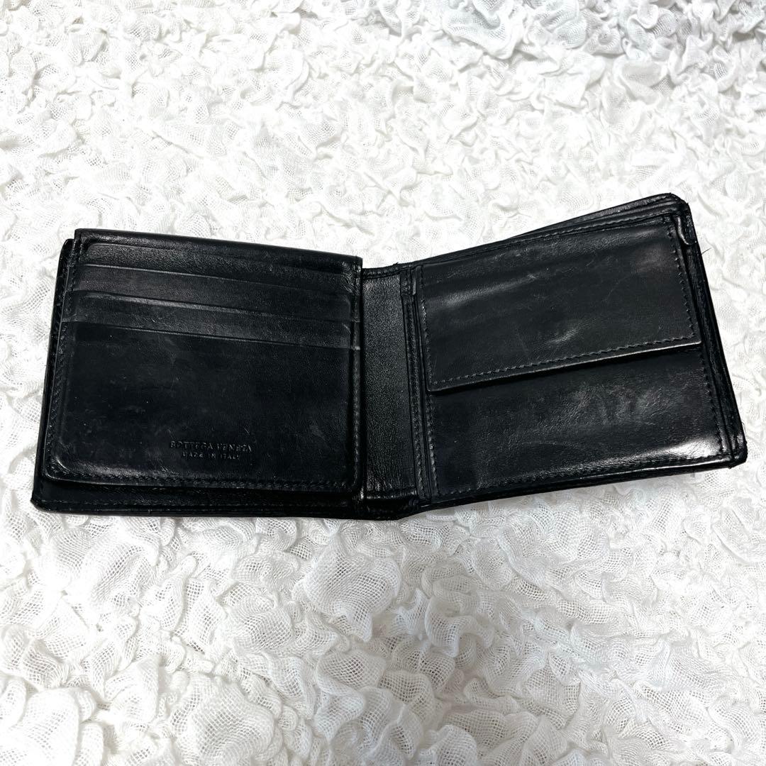 希少✨BOTTEGAVENETA ボッテガヴェネタ二つ折り財布 ブラック　レザー