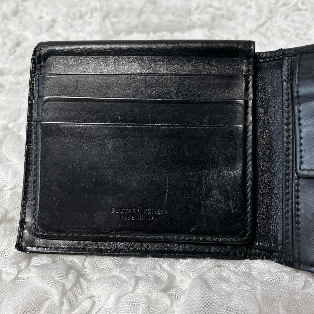 希少✨BOTTEGAVENETA ボッテガヴェネタ二つ折り財布 ブラック　レザー