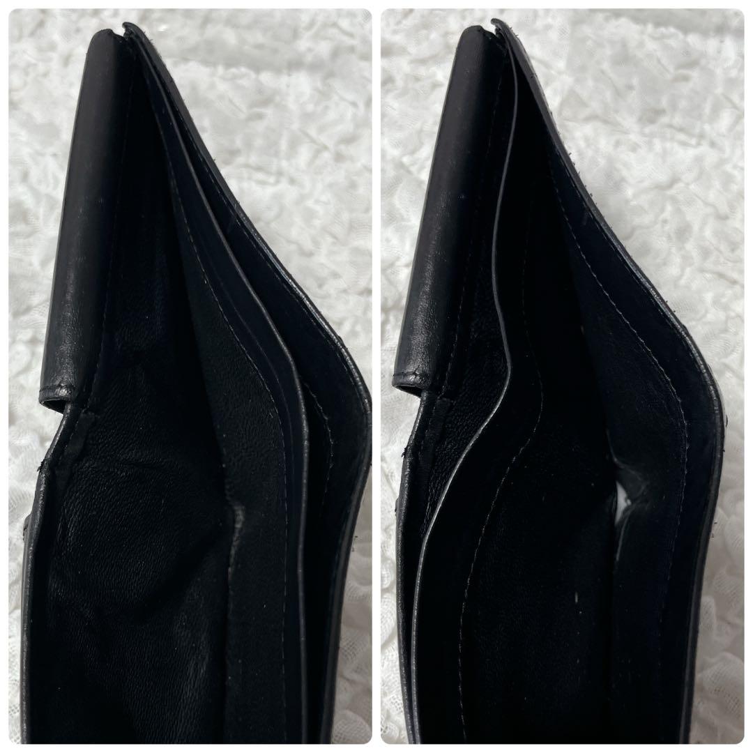 希少✨BOTTEGAVENETA ボッテガヴェネタ二つ折り財布 ブラック　レザー