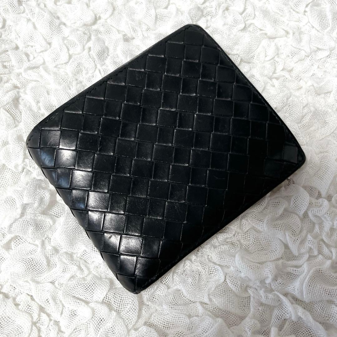 希少✨BOTTEGAVENETA ボッテガヴェネタ二つ折り財布 ブラック　レザー