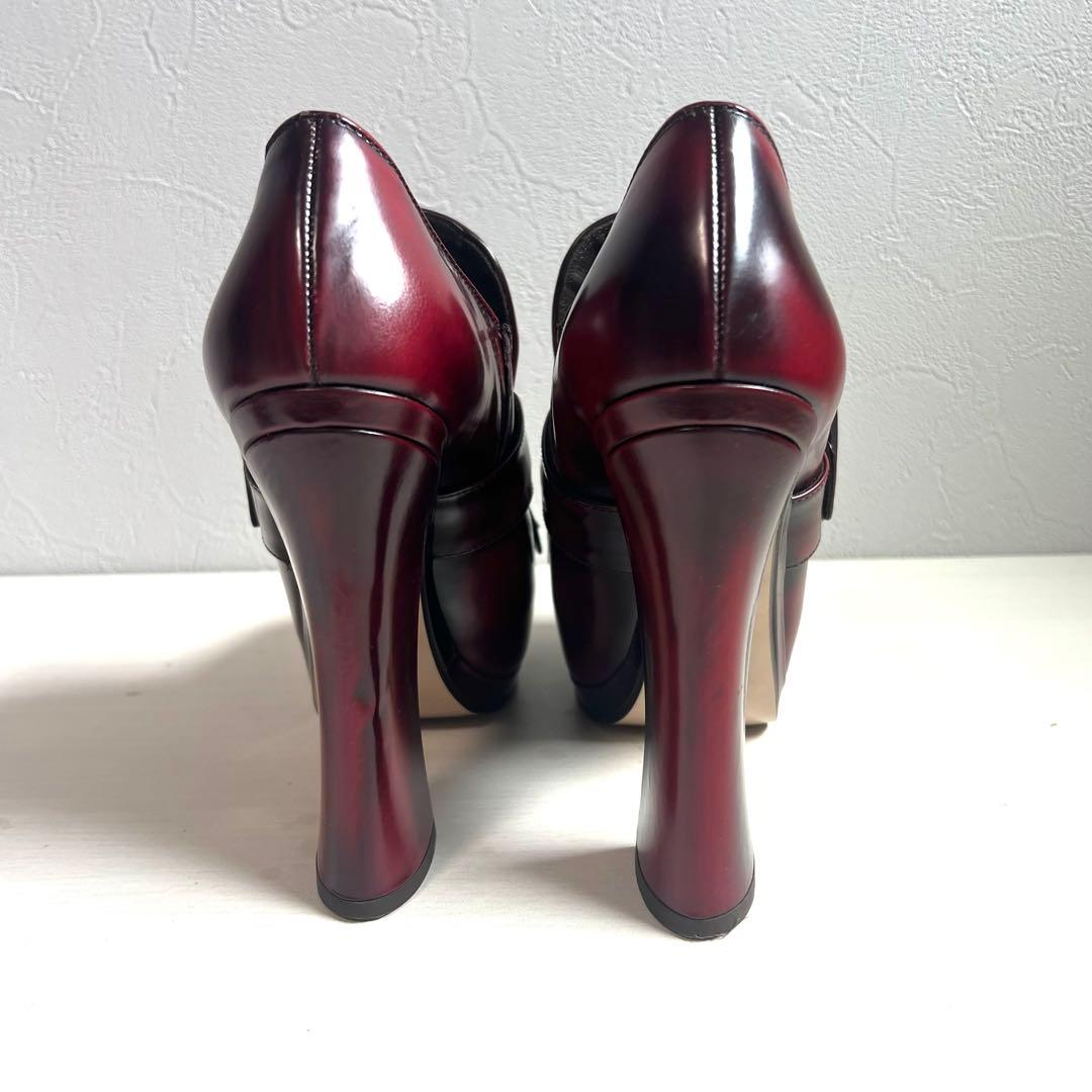 【美品】miumiu ヒールローファー 36 1/2 レザー 23.5cm