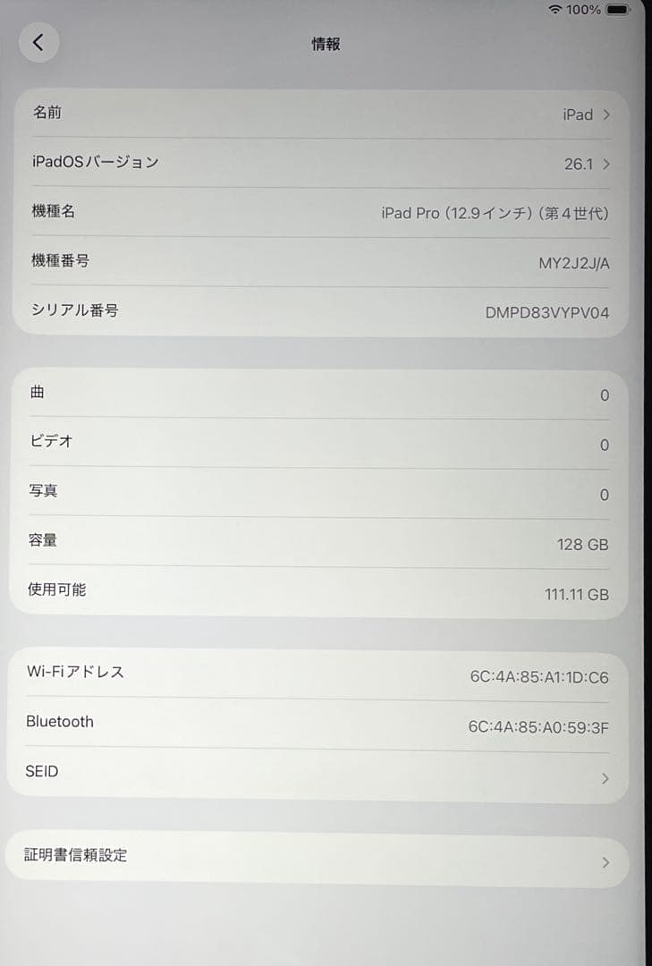 iPad Pro 12.9インチ 第4世代 シルバー　128GB 超美品　#7