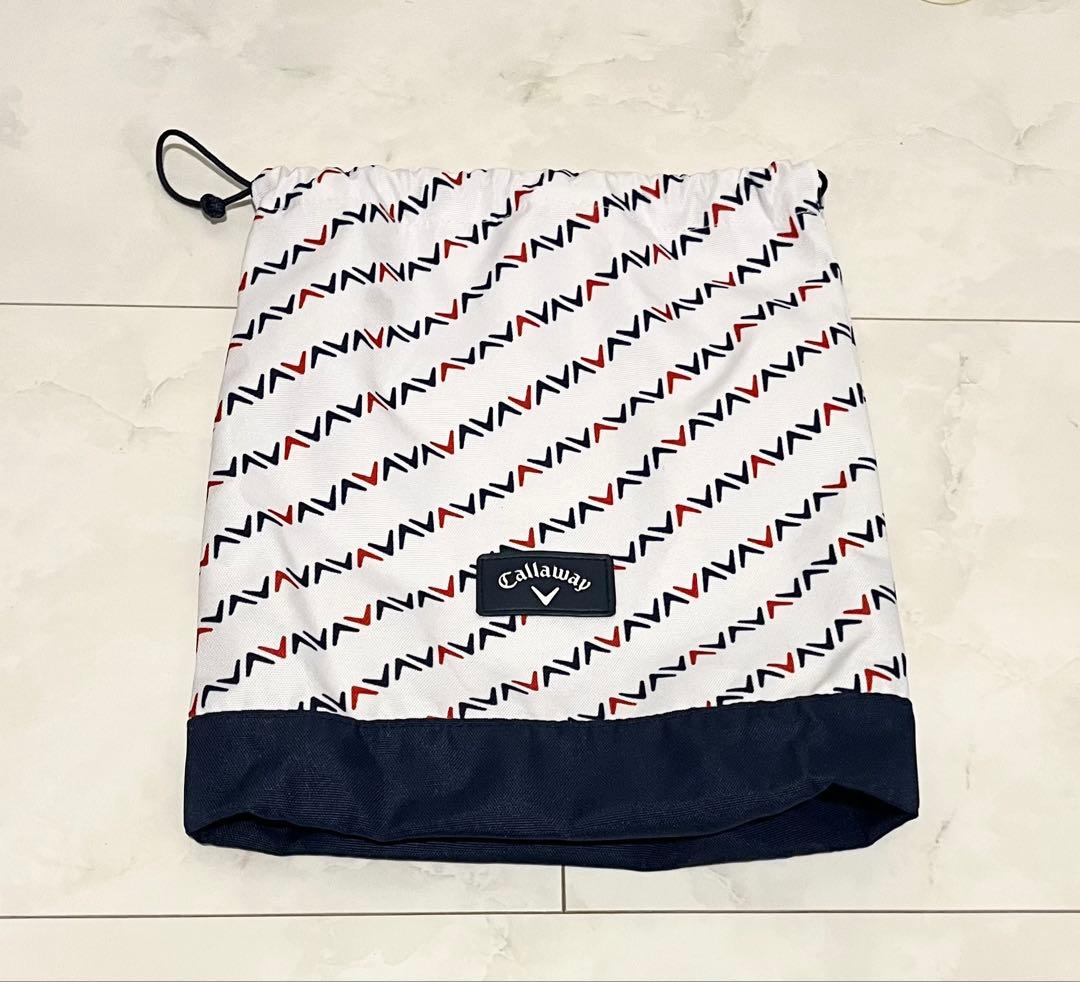 Callaway 幾何学模様 キャディバッグ　ホワイト ゴルフシューズ入れ付き
