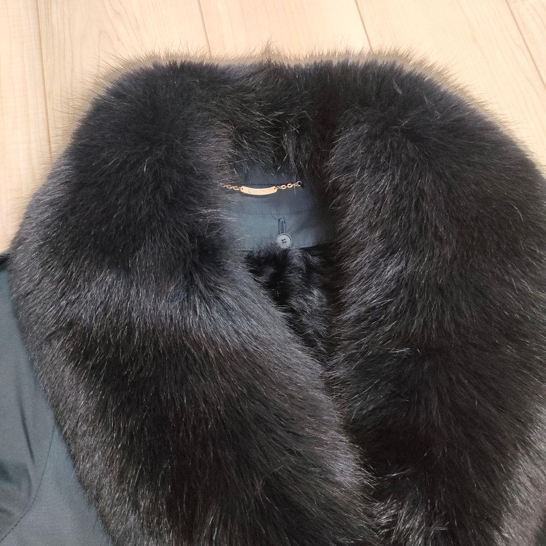 【美品】希少 Leilian コート ライナー付 フォックスファー ラム 黒 紺