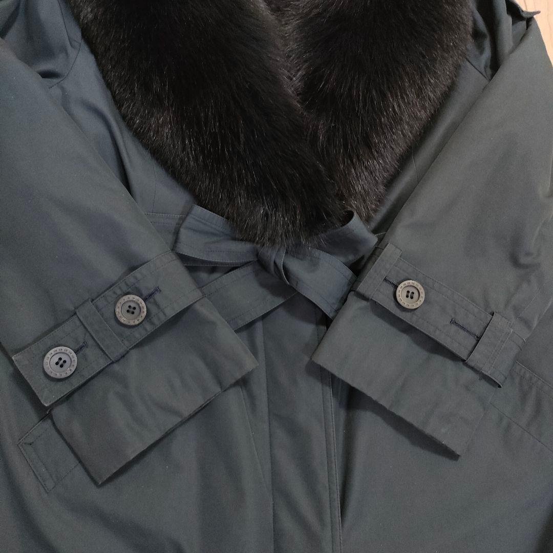 【美品】希少 Leilian コート ライナー付 フォックスファー ラム 黒 紺