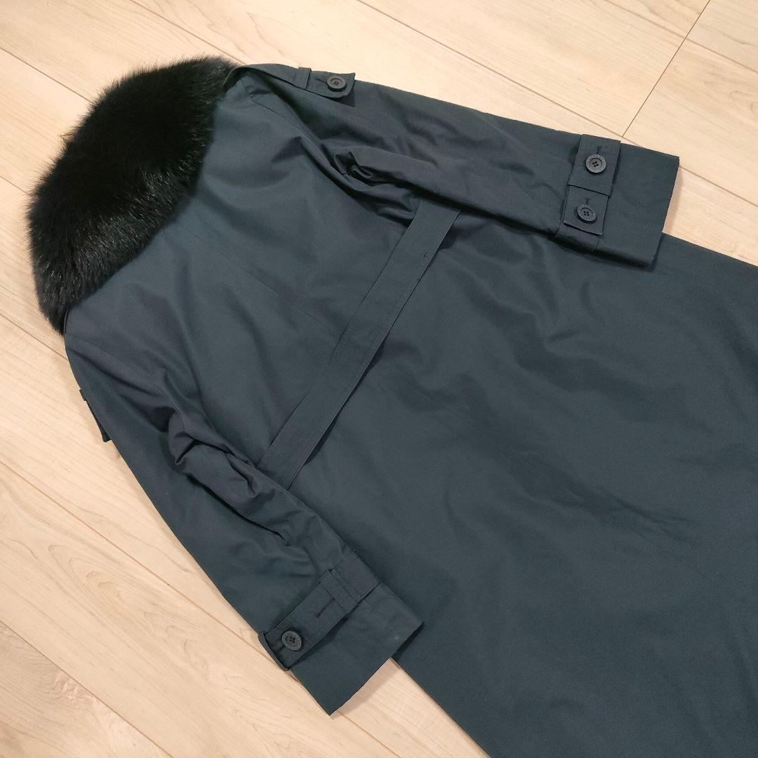 【美品】希少 Leilian コート ライナー付 フォックスファー ラム 黒 紺
