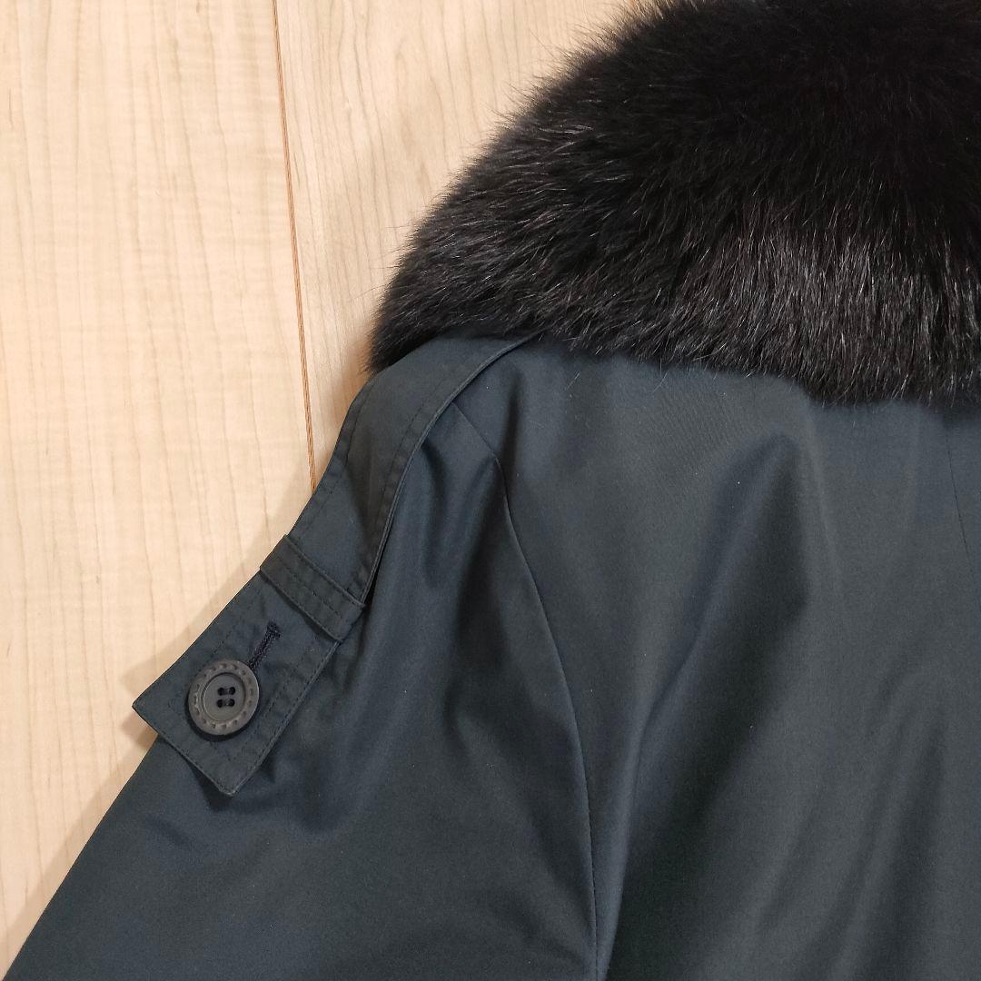 【美品】希少 Leilian コート ライナー付 フォックスファー ラム 黒 紺