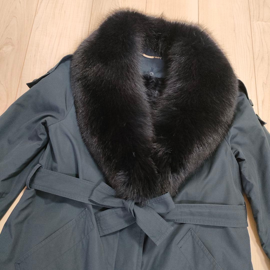 【美品】希少 Leilian コート ライナー付 フォックスファー ラム 黒 紺