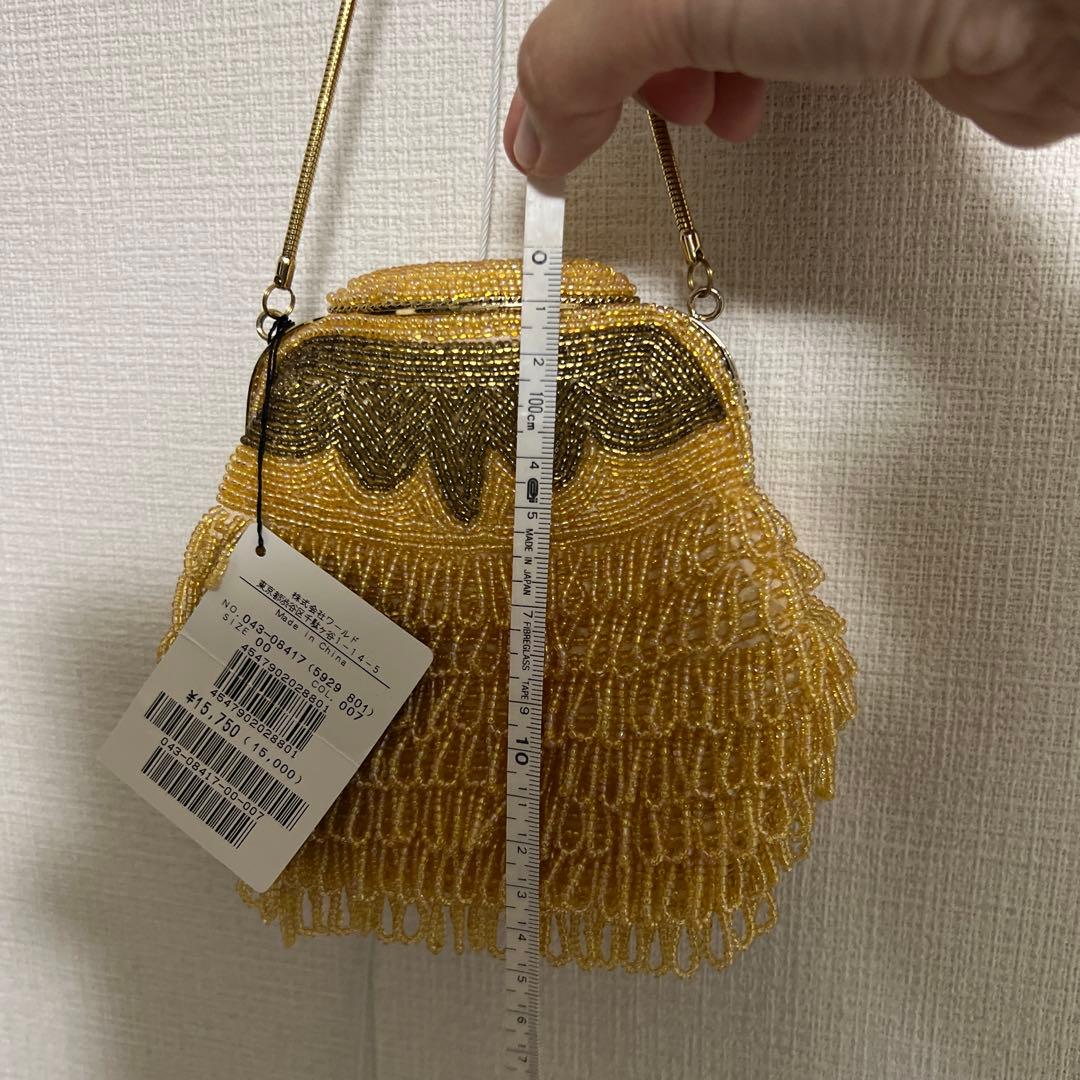 未使用品！豪華！VOICEMAIL ビーズ装飾 ゴールドパーティーバッグ
