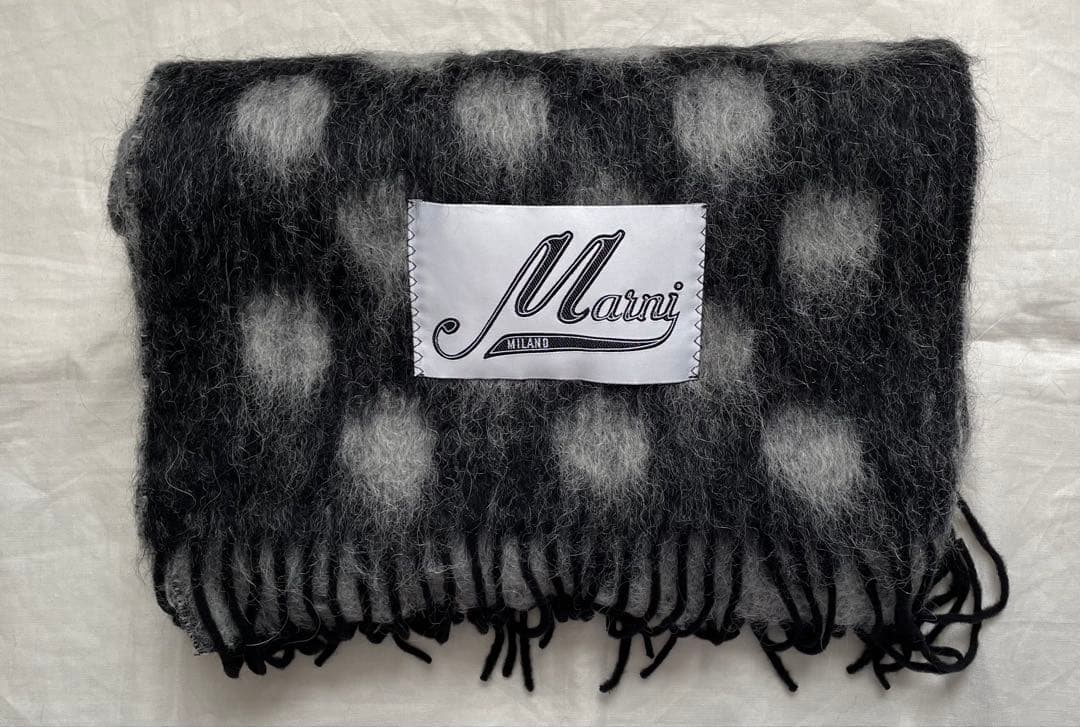 Marni ドット柄 マフラー ブラック/グレー