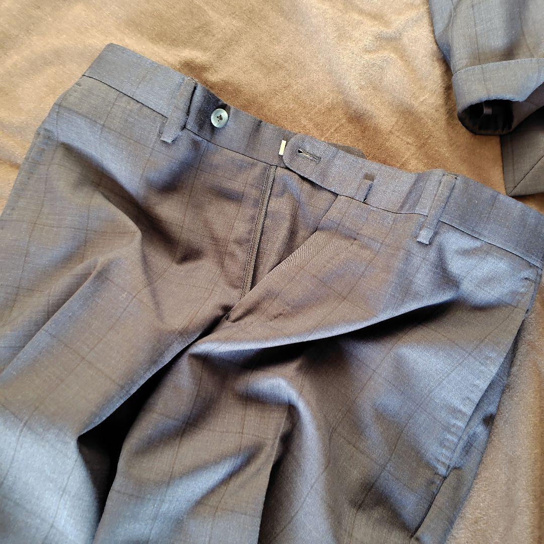 ほぼ新品 SHIPS ロロピアーナ生地 ネイビーチェックスーツ サイズ46