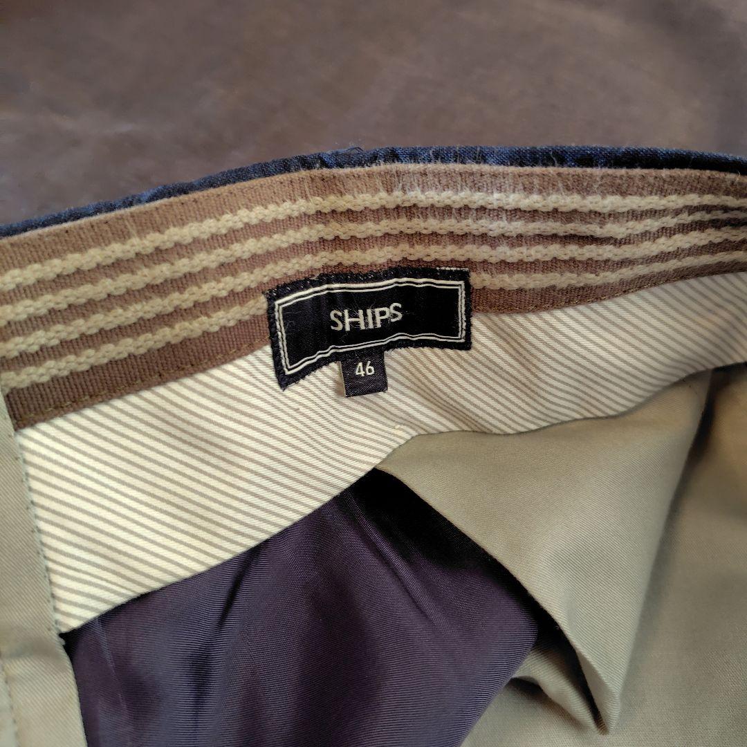 ほぼ新品 SHIPS ロロピアーナ生地 ネイビーチェックスーツ サイズ46