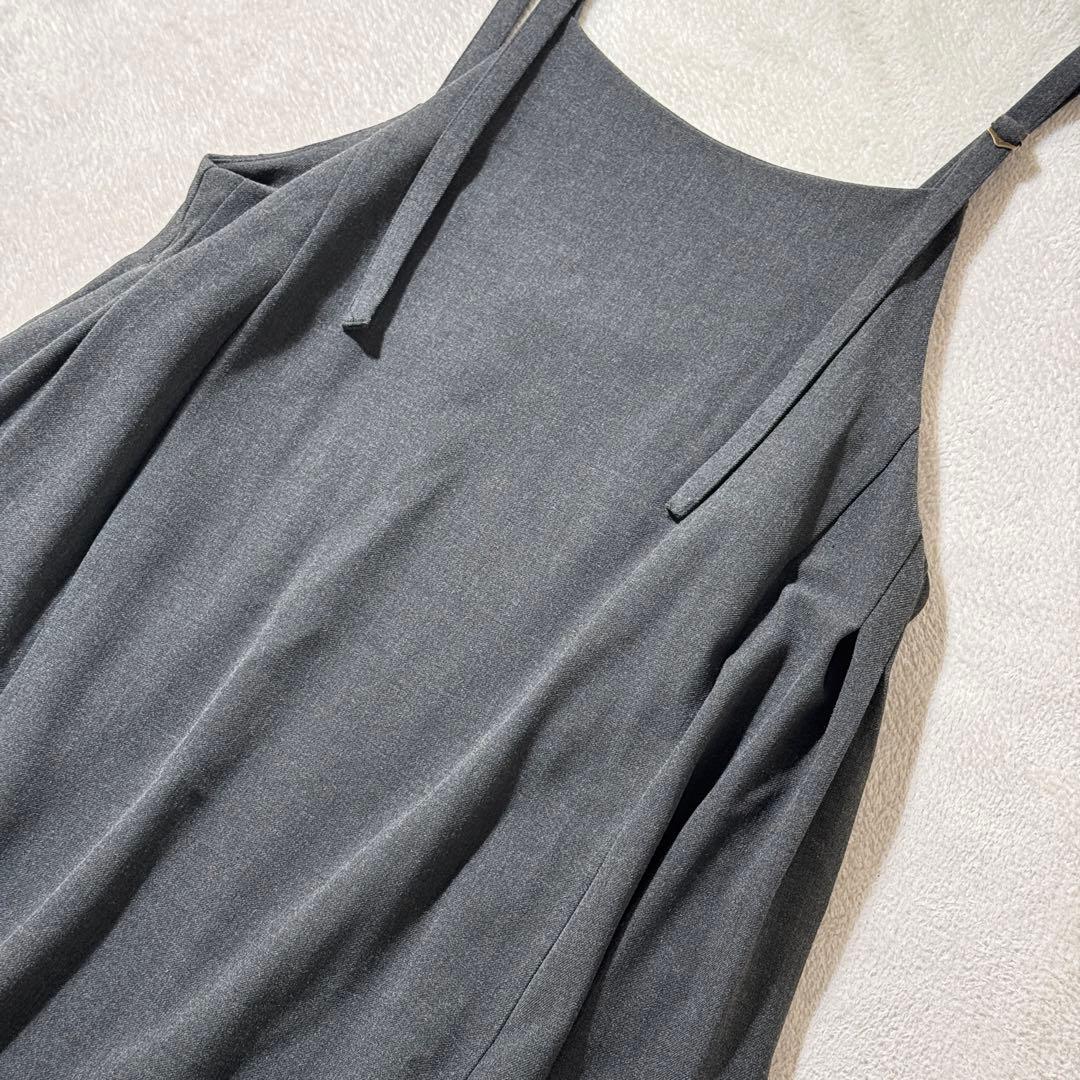 北欧、暮らしの道具店　サイドタックのサロペットスカート　キャミワンピース　グレー