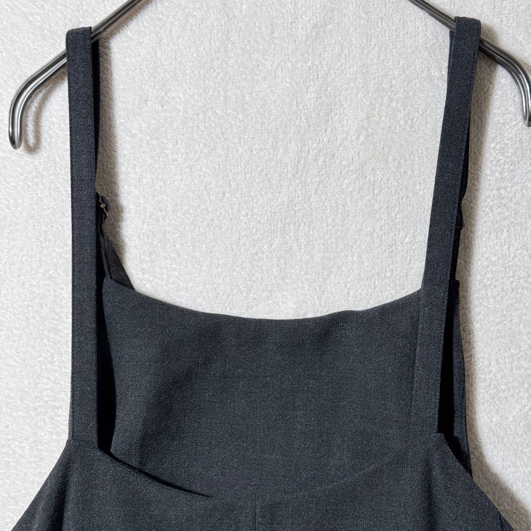 北欧、暮らしの道具店　サイドタックのサロペットスカート　キャミワンピース　グレー