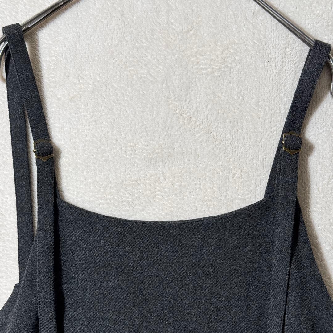 北欧、暮らしの道具店　サイドタックのサロペットスカート　キャミワンピース　グレー