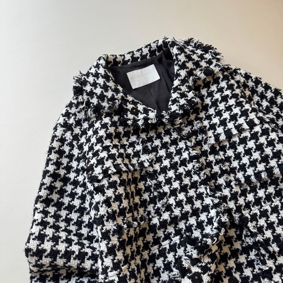 極美品　トゥモローランドBALLSEY 千鳥格子ツイードコートジャケット 近年⭐︎