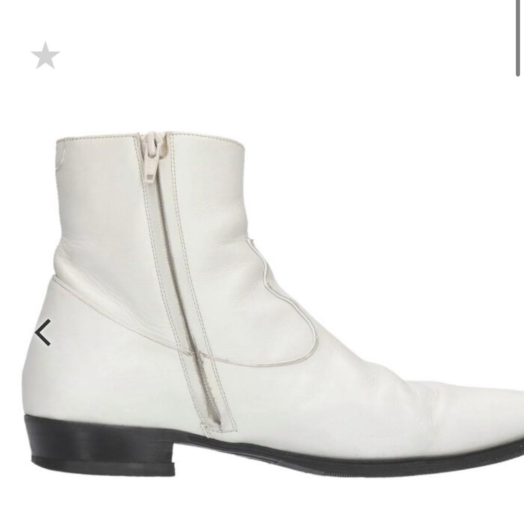 Celine サイドジップ ヒールブーツ 白 41
