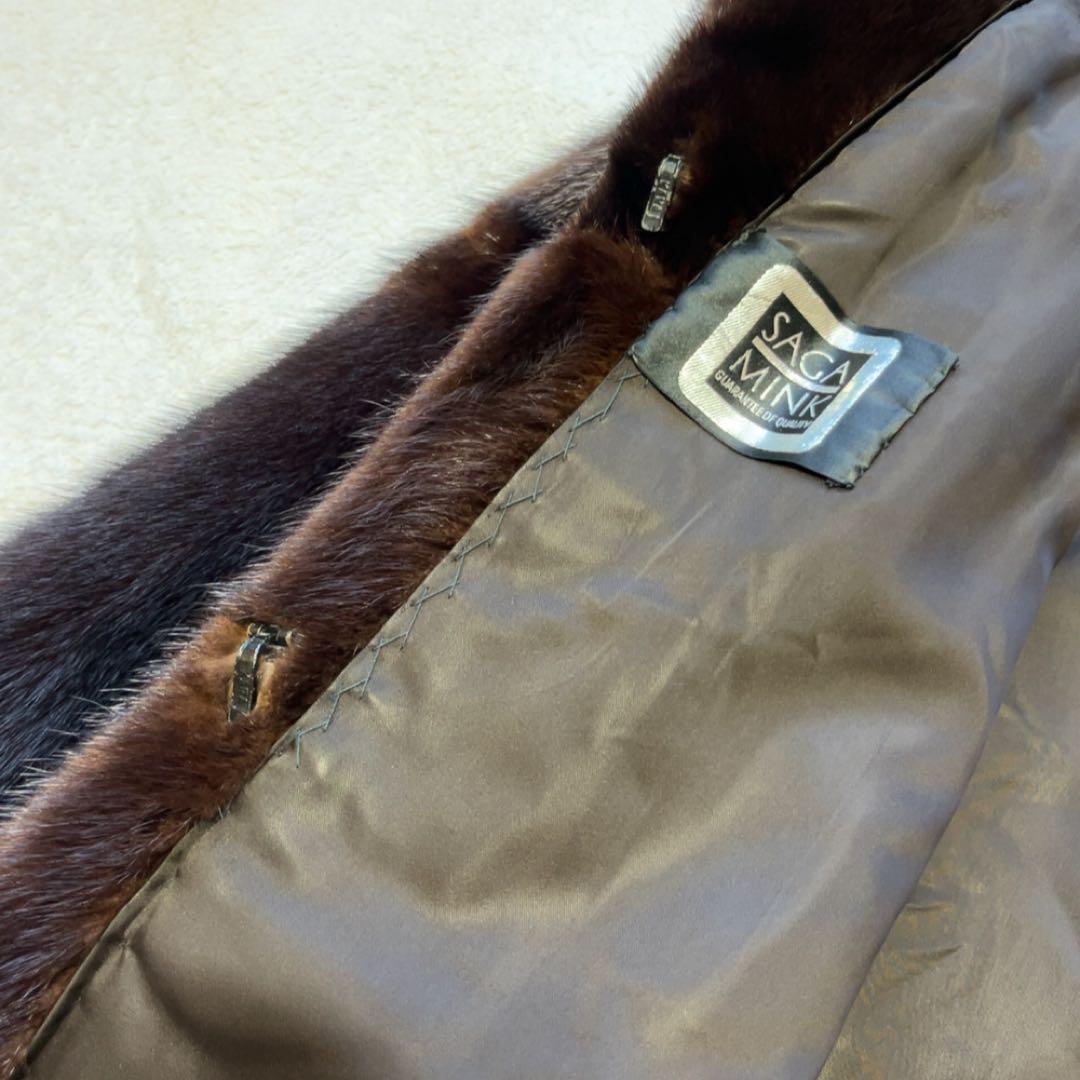 SAGA FOX サガフォックス ファーコート　本毛皮 ブラウン　銀タグ