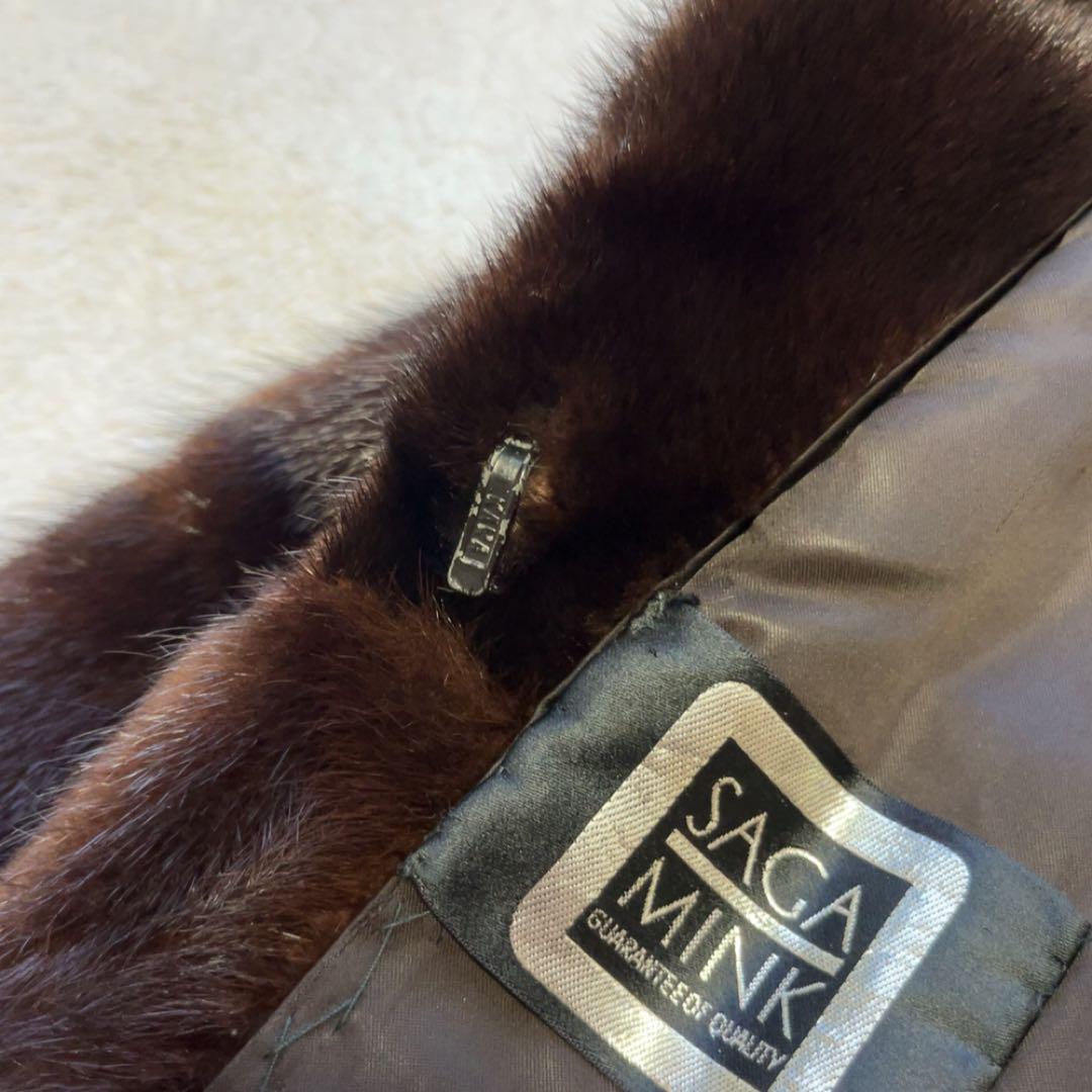SAGA FOX サガフォックス ファーコート　本毛皮 ブラウン　銀タグ