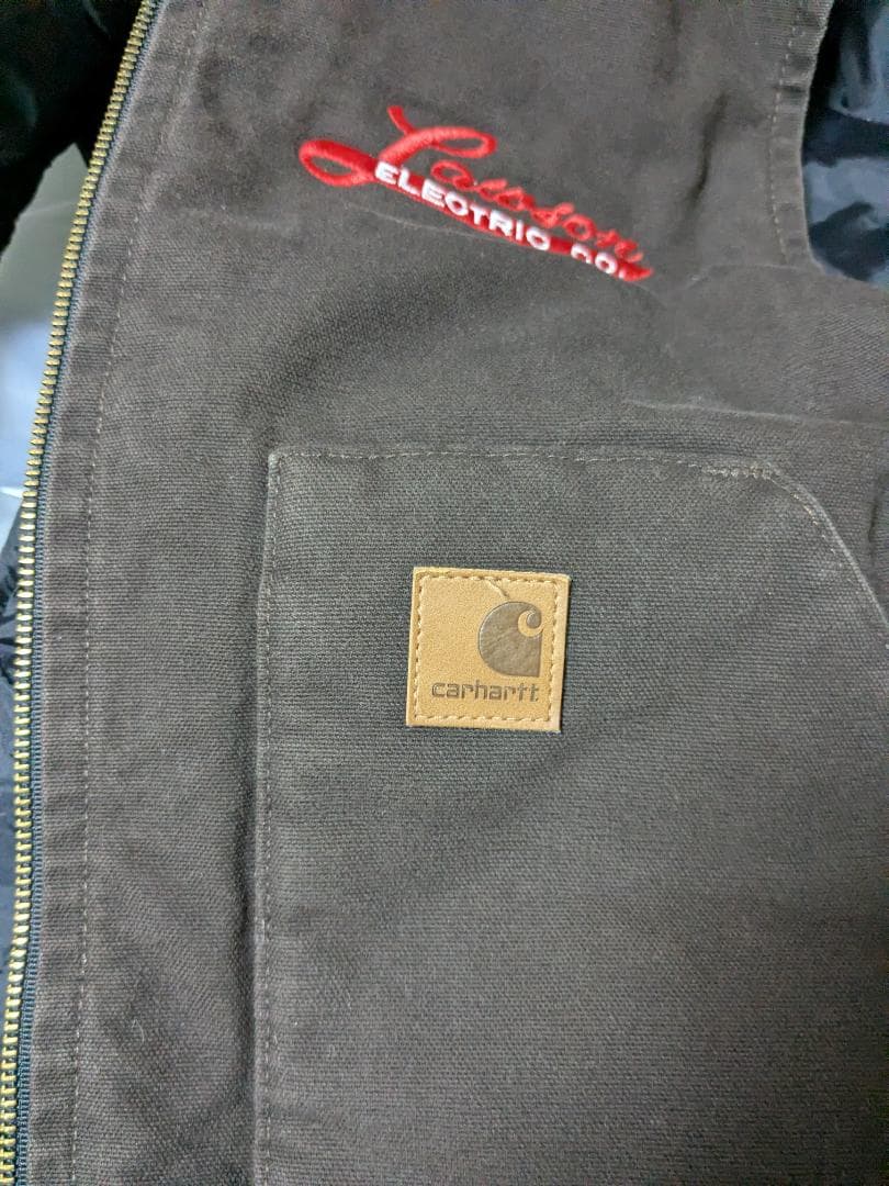 Carhartt カーハート ダックベスト 企業刺繍 ダークブラウン L 茶