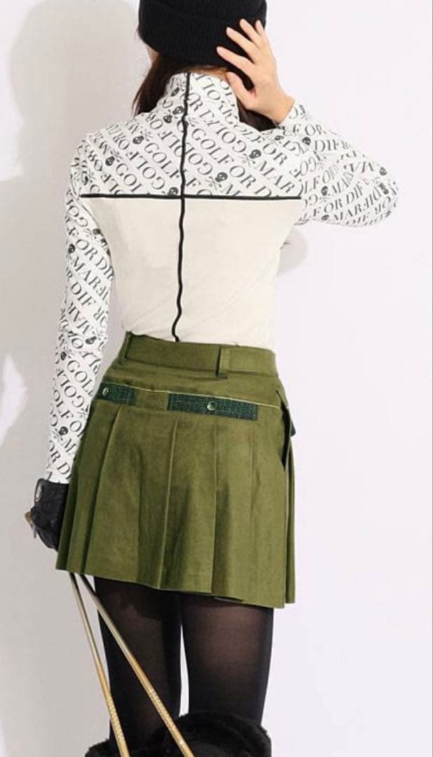 極美品　マークアンドロナ 総柄切替タートルネック長袖カットソー　ゴルフ　S