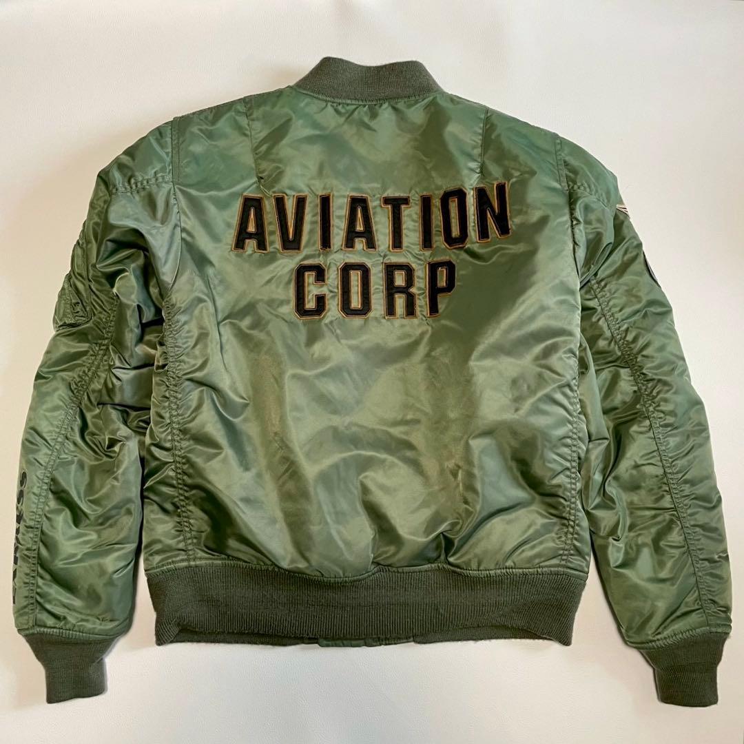 【AVIREX】MA1 ジャケット ブルゾン ワッペン カーキ L