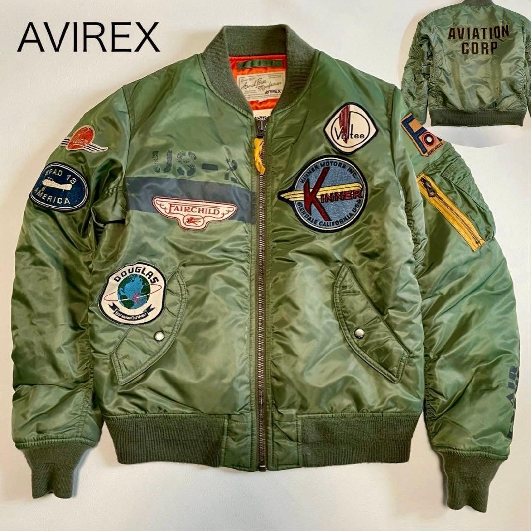 【AVIREX】MA1 ジャケット ブルゾン ワッペン カーキ L