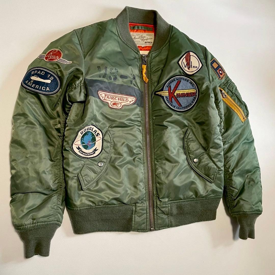 【AVIREX】MA1 ジャケット ブルゾン ワッペン カーキ L