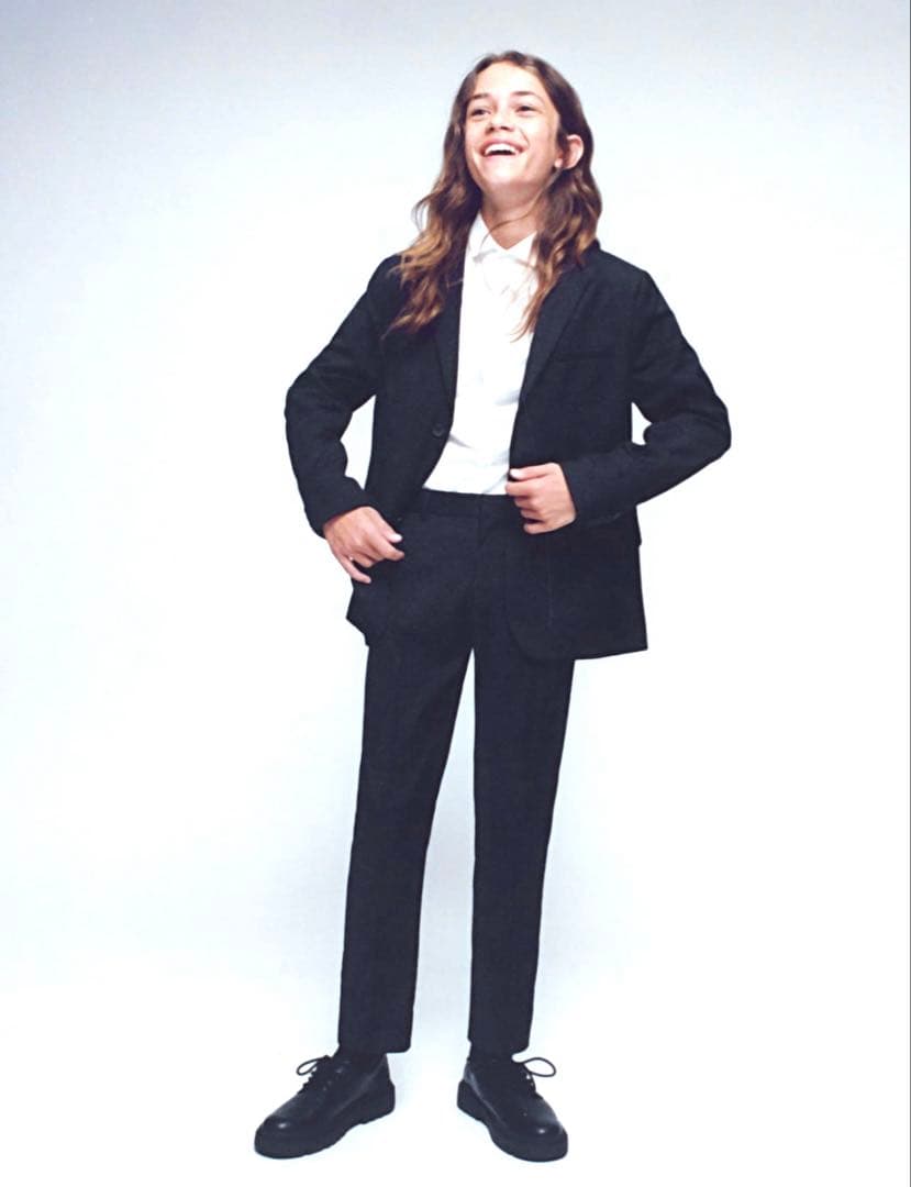 新品【ZARA】 152 テクスチャースーツ上下セット キッズスーツ フォーマル